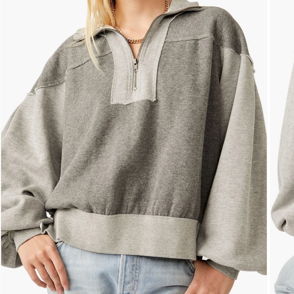 We The Free Two-Tone Gray Women's Zip-Up Sweatshirt